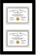 Creative Picture Frames 14X24Bk-W Black Vertical Double Diploma Frame With 2 Opening White Mat, Holds 2-10X12-Inch Documents With Wall Hanger
