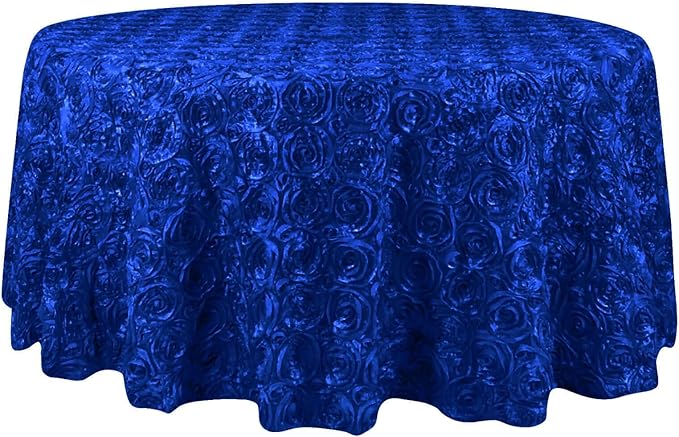 Efavormart 132" Wholesale Round Table Cover Royal Blue Grandiose Rosette 3D Satin Tablecloth for Wedding Party Event Decoration