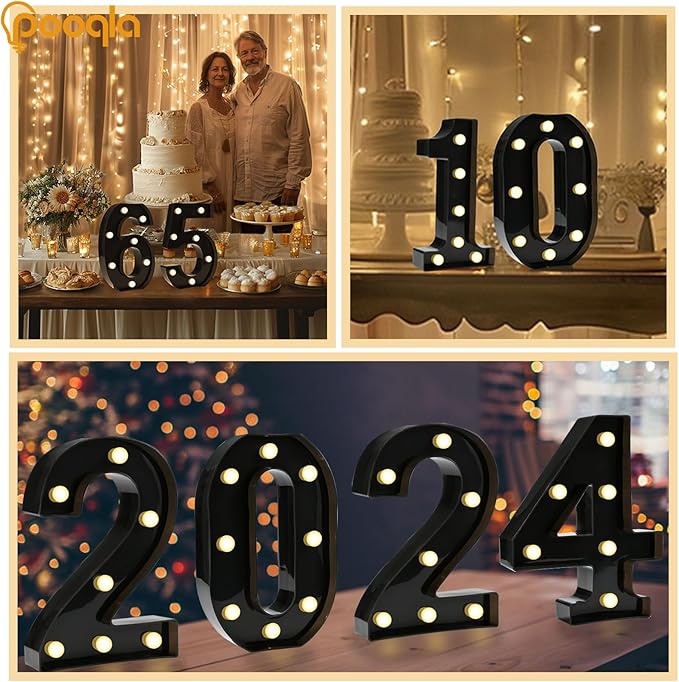 Pooqla Light Up Numbers, Lighted Marquee Number Sign for 70th Birthday Party Decor, Battery Powered LED Number Lights for 70 Party Decor, Lights Sign for Wall Home Anniversary, Decoration 70