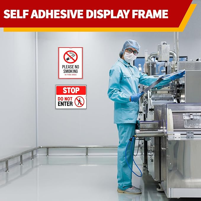 Magnetic Sign Holder 8.5 x 11 - Rigid Plastic Wall Sign Holder Reusable Adhesive Frames, Magnetic Frame for Refrigerator Door Window, Clear Rigid Print Protectors for Paper Picture, 5 Pack