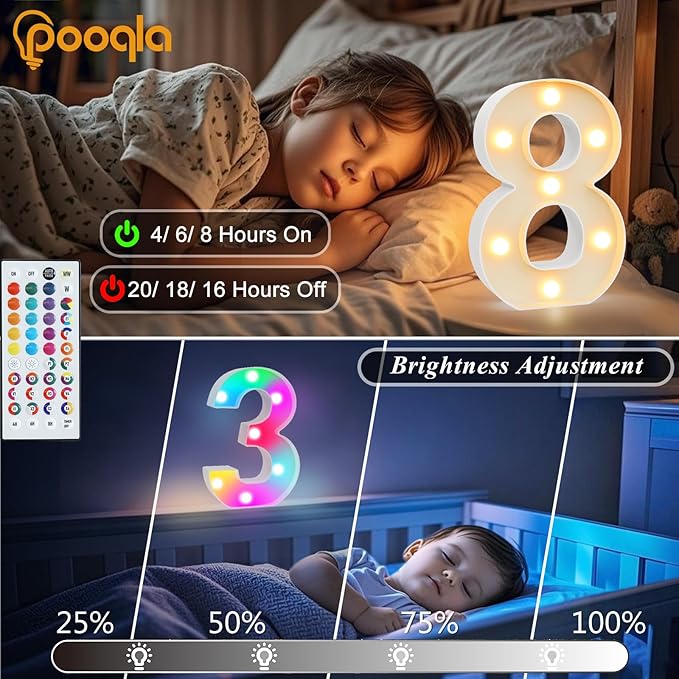 Pooqla 21st Birthday Decorations for Her Him, 35 Colors LED Light Up Numbers with Remote, Multicolor Marquee Numbers 21 Sign for Party Wedding Anniversary Decor 21st Birthday Gift, Number 21