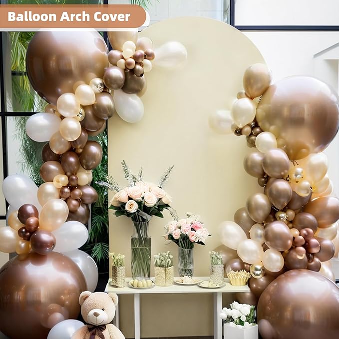 HEMMOTOP 7.2 ft Light Beige Arch Backdrop Cover (No Arch Stand), Ivory Spandex Arch Covers Stretchy Backdrop for Balloon, Wedding, Birthday Party, Baby Shower, Banquet Arch Decoratio