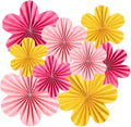 SUNBEAUTY 9 PCS Paper Flowers Decorations for Wall Paper Fans Classroom Decoration Paper Floral Backdrop Decor Paper Fans Decoration
