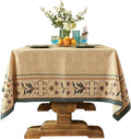 patdrea Designer French Linen Long Tablecloth for Rectangle Table,Beige Anti-Wrinkle Floral Farmhouse Table Cloth,Decor Covers for Kitchen Dining,Tea Party,Christmas,Thanksgiving,63"x102"-Fram