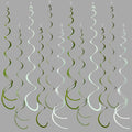 36Pcs Olive Green Hanging Swirl Decorations Ombre Sage Green Felt Swirl Streamer Spiral Ceiling Garland for Neutral Baby Shower Birthday Wedding Engagement Safari Jungle Woodland Party Supplies