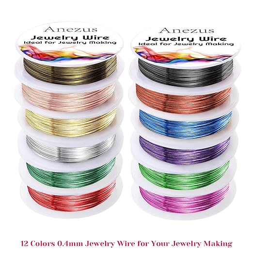 Anezus 12 Rolls Jewelry Wire Craft Wire Tarnish Resistant Beading Wire for Jewelry Making Supplies