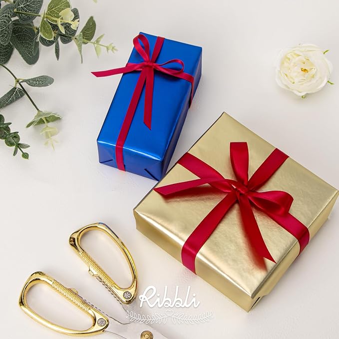 Ribbli Red Satin Ribbon Double Faced Satin 1/4 Inch x Continuous 100 Yards-Red Ribbon for Gift Wrapping Crafts Wedding Decoration Bows Bouquet Floral Arrangement