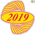 EZ-Line Oval Model Windshield Year Stickers for Car Windows Red and Yellow Large Vinyl Dealership Supplies 1 Dozen Pro Pack (2019)