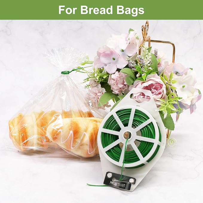 SumDirect Plant Ties,1312FT/400m Green Garden Twist Ties with Cutter for Gardening Plants Growth and Care,Plant Garden Twine Wires for Office Home Cable Organization (1312 Feet / 400 Meters(2 Rolls))