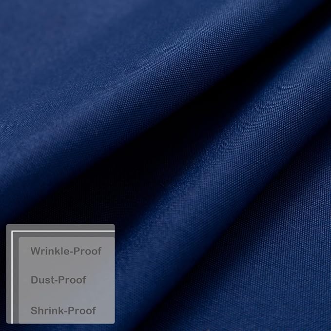Round Navy Tablecloth 48 Inch Polyester Fabric Washable Table Cloth Decorative Wrinkle Resistant Solid Color Table Cover for Kitchen Dinning Party Wedding Camping