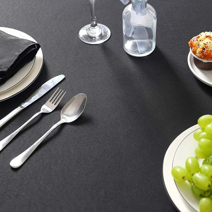 Rectangle Tablecloth 60x120 inch Washable Polyester Fabric Table Cloth for Wedding Party Dining Banquet Decoration（60x120, Black）