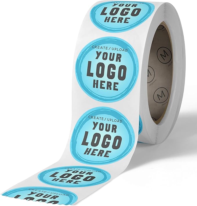 Custom Stickers Label Rolls, Build Your Own Stickers/Labels Any Design Premium Gloss BOPP Sticker, Personalized for Business Logo, Printed Sticker Labels 50+ (3 Inch Circle)