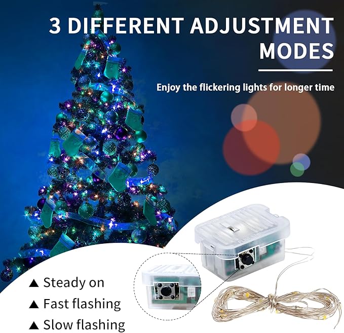 Fairy Lights 7Ft 20 LED Twinkle String Lights 3 Modes Battery Operated Waterproof Firefly Starry for Mason Jar Party Wedding Christmas Valentines Day Table Centerpieces(Rainbow, 24 Pack)