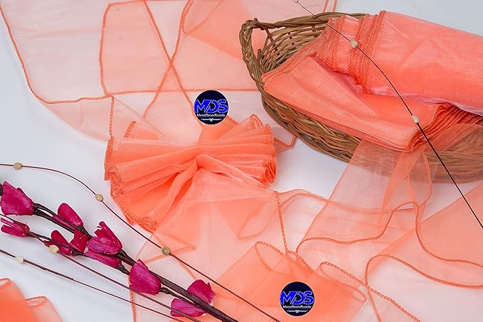 MDS Pack of 250 PCS Organza Chair Sashes Wider Dining Chair Bows Ribbon Tie Back for Wedding Party Birthday Bridal Shower Reception Event Banquet Home Chair Cover Decoration - Light Orange