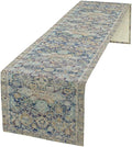 Vintage Boho Floral Table Runner, Rustic Country Farmhouse Blue Yellow Retro Flower Pattern for Home Kitchen Table Decor Dining Coffee Room Party Decor 13x108in