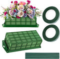 Aodaer 2 Pieces Floral Foam Cage with Floral Foam for Fresh and Artificial Flowers Rectangle Dry and Wet Flower Cage Bowl Holder for Wedding, Home and Garden Arrangement Decorations