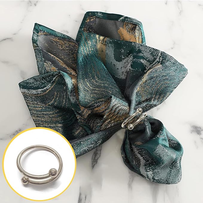 8 Pcs Silver Napkin Rings - Round Napkin Ring,Stainless Steel Napkin Rings,Metal Napkin Ring for Table Settings Wedding Christmas Party Dinner Table(Spring Type)