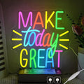 Make Today Great Neon Sign for Wall Decor, Inspirational Colorful Letter Neon Light, Dimmable Motivational Word Led Light Up Sign for Classroom, Cafe, Wedding Party,Birthday Wall Decor