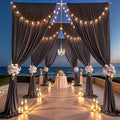 PartyVillage 20ft×15ft Brown Backdrop Curtain for Wedding Parties, 4 Panels Wrinkle Free 15 FT Long Polyester Photo Backdrop Drapes Back Drop Cloth for Birthday Photography Background