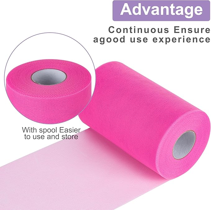 Deep Rose Red Tulle Fabric Rolls 6 Inch by 100 Yards (300 feet) Tulle Roll Spool Fabric for DIY Tutu Skirt Baby Shower Birthday Party Wedding Decorations Christmas Craft Supplies (Deep Rose Red)