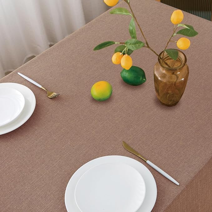NLMUVW Square Linen Tablecloth 54 x 54 Inch, Mocha Farmhouse Table Cloth Textured Water Resistant Table Cover for Kitchen Dining Coffee
