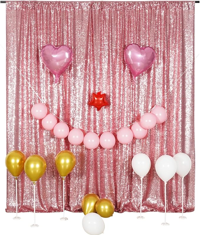 Poise3EHome 10FT x 10FT Sequin Photography Backdrop Curtain for Party Decoration, Fuchsia Pink