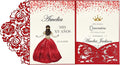 DORIS HOME 50pcs Laser Cut Quinceanera Invitation Pockets with Envelopes Red, 5.12" x 7.12"Invitation Cards for Birthday, Miss 15, Sweet 16 (No Inserts Included)