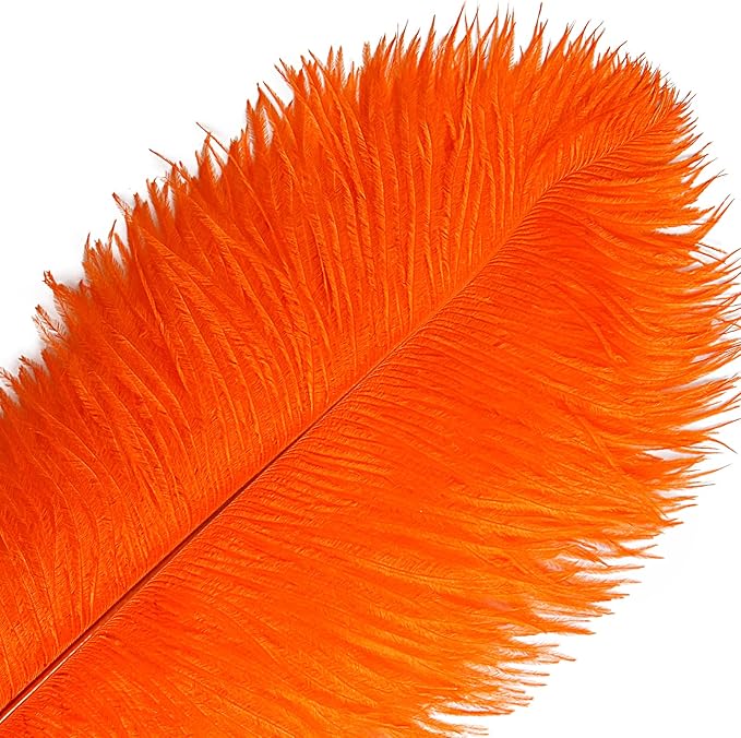 THARAHT Orange Ostrich Feathers 12pcs Large Natural Bulk 14-16Inch 35cm-40cm for Wedding Party Centerpieces Halloween and Home Decoration Feathers