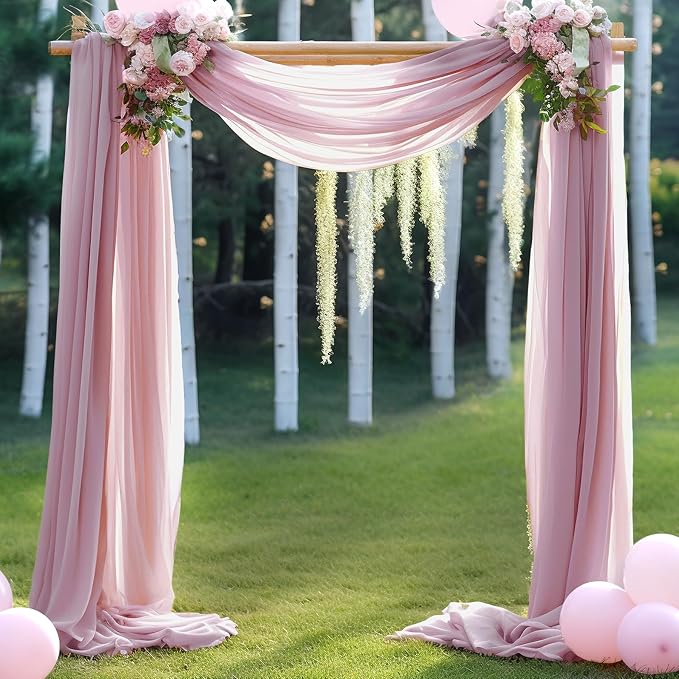 Arch Drapes for Wedding Arch Draping Fabric Dusty Rose Sheer Backdrop Curtain for Ceremony Bridal Party Decor 19Ft Length x 28" Width 1 Panel