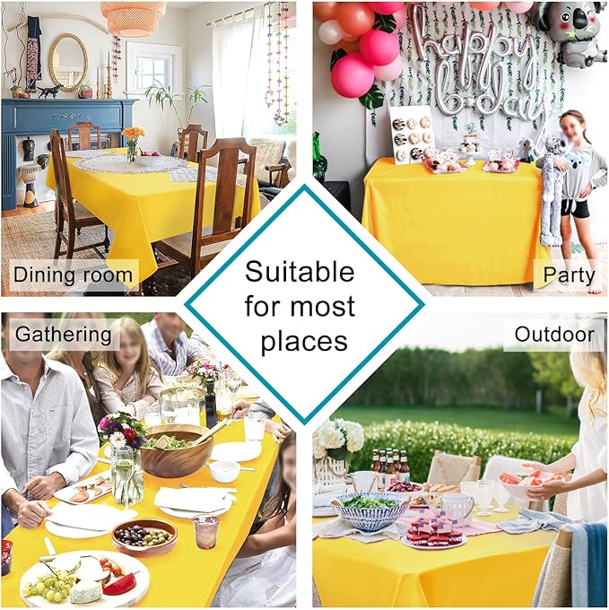 Hiasan Yellow Tablecloth for Square Tables - Waterproof and Spillproof Washable Fabric Table Cloth for Dining Room Kitchen Party, 70 x 70 Inch