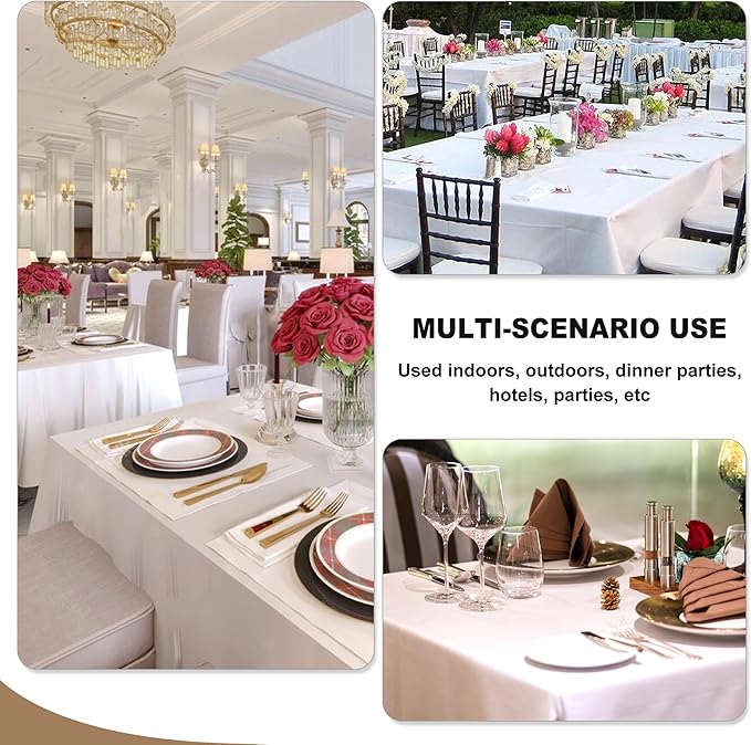 Fitable Black Tableclothes for Rectangle Tables, 6 Pack - 90 x 132 Inch - Reusable and Elegant Tablecloths, Polyester Fabric Table Covers for Wedding, Party, Banquet, Formal Events