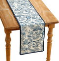 ISAENNE Designer Chinoiserie Elegant Linen Table Runner 71 Inches Long,Blue Floral Pattern Decor Table Runners for Thanksgiving,Dining Room,Banquet,Kitchen Tables,Christmas,12"*71"-Ruyi B