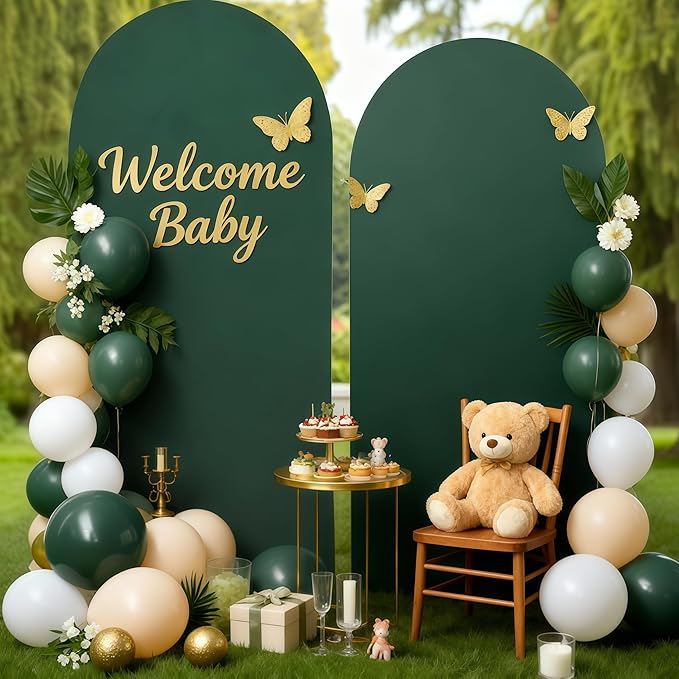 6FT Hunter Green Arch Cover - Polyester Fitted Wedding Arch Stand Covers Round Top Chiara Arch Backdrop Cover for Birthday Party Banquet Photo Background Decoration