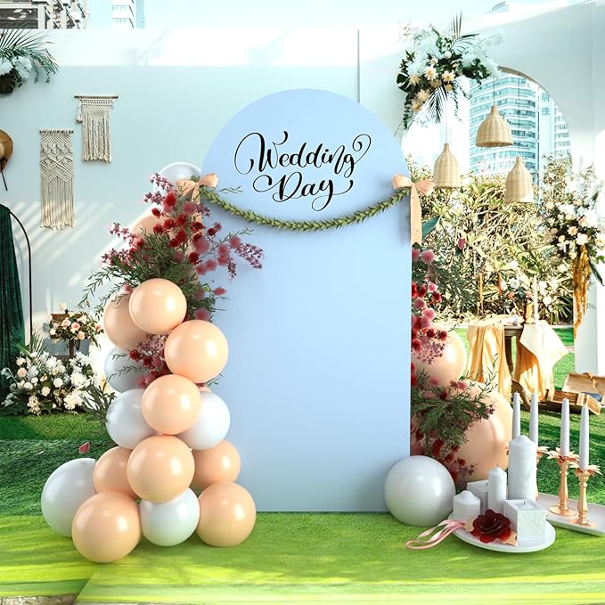 bricia Wedding Arch Backdrop Stand Cover, 7.2FT Double Sided Stretchy Arch Cover Fitted Wedding Birthday Party Banquet Decoration (Bluemist 86.4''Lx48''W)