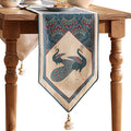 Vintage Blue Peacock Table Runner for Coffee Table,Decorative Linen 71 Inches Long Table Runners,Decor Tabletop for Kitchen,Dining,Tea Party,Home,Christmas,12"*71"