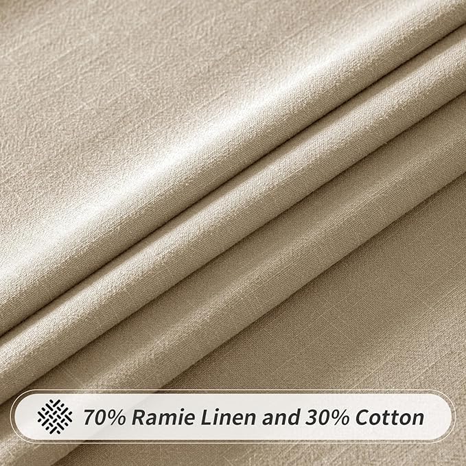 MIULEE Natural Linen Cotton Blend Tablecloth Rectangle, Luxury Waterproof Stain Resistant Durable Farmhouse Oblong Table Cloth for Dining Party Christmas Weddings Birthday, 52 x 120 inch, Ivory Cream