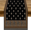Vintage Paisley Table Runner, Boho Brown Black Flowers Leaves Print Table Runner for Home Dining Kitchen Table Party Wedding Decor, 13x120inch