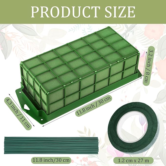 Aodaer 4 Pieces Floral Foam Cage with Floral Foam for Fresh and Artificial Flowers Rectangle Dry and Wet Flower Cage Bowl Holder for Wedding, Home and Garden Arrangement Decorations