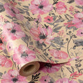 RUSPEPA Pink Wrapping Paper Roll, 17 in x 16.4 ft, Mini Roll, Floral Wrapping Paper, Kraft Gift Flower Paper for Women, Girls, Spring, Summer, Wedding and Engagement
