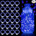 Aogist Led Fairy Lights 3 Modes Battery Operated String Lights Waterproof Silver Wire 7 Feet Firefly Starry Moon Mason Jar Lights for DIY Wedding Party Christmas (Blue, 20 Pack)