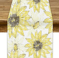 Chrysanthemum Vintage Floral Table Runner, Elegant Grunge Gray Sunflower Spring Summer Elegant Pattern Artichokes Flower Table Runner for Party Kitchen Dining Living Room Decor, 13x60 Inch