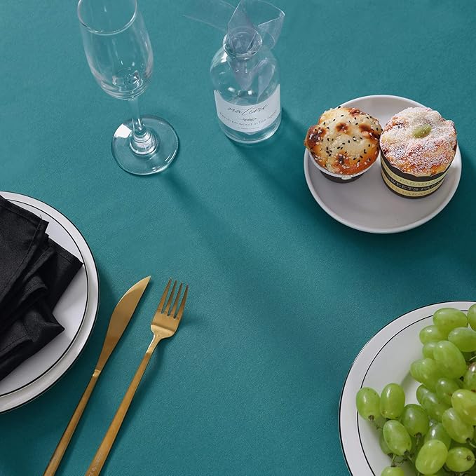 Rectangle Tablecloth 60x102 inch Washable Polyester Fabric Table Cloth for Wedding Party Dining Banquet Decoration（60x102, Teal）