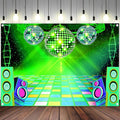 Dance Party Backdrop Retro 80s 90s Theme Stage Dance Ball Music Birthday Party Decoration DJ Photography Background 5 x 3 ft for Baby Shower Picture Photo Shoot Polyester Fabric, Green