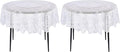 Juvale Round Lace Tablecloth - 59-Inch White Polyester - Scalloped Edge Circle Tablecloth with Floral Overlay & Vintage Decor for Wedding Receptions & Home (Pack of 2)