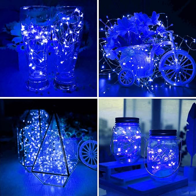 ZGWJ 8 Pack Fairy Lights Battery Operated, 7ft 20 Mini LED Fairy String Lights Silver Wire 3 Modes for DIY, Parties, Wedding, Bedroom, Halloween Christmas Decoration Colorful and Blue