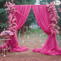 10ft x 10ft Hot Pink Backdrop Curtains, Wrinkle-Free Sheer Chiffon Fabric Photo Backdrop Drapes for Wedding Arch Party Ceremony Stage Photography Decorations