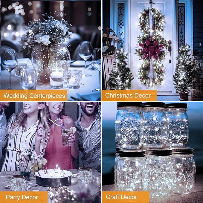 btfarm 12 Pack Fairy Lights Battery Operated [3 Modes], 7ft 20 Led Twinkle Lights String Lights Waterproof Bulk Small Mini Silver Wire for Mason Jars Vases Wedding Table Centerpiece, Cold White