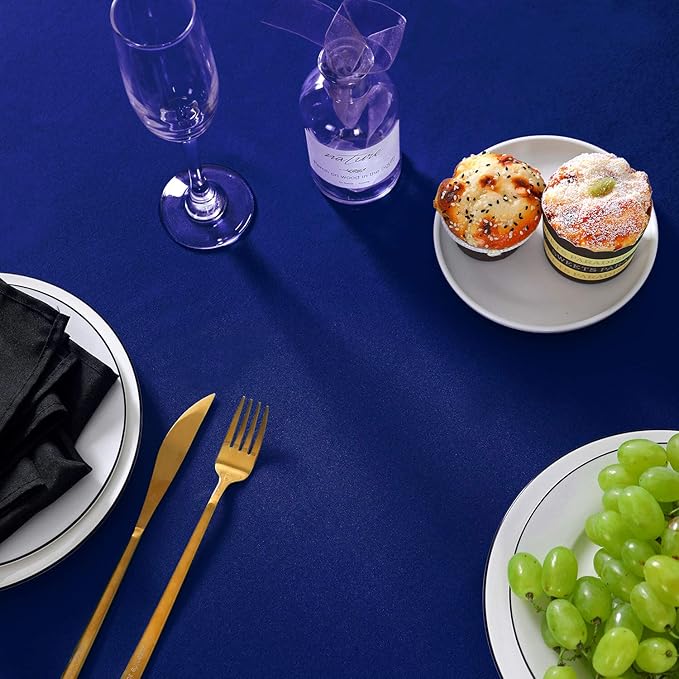 60 inch Round Tablecloth Washable Polyester Table Cloth Decorative Table Cover for Wedding Party Dining Banquet（60 inch,Royal Blue）