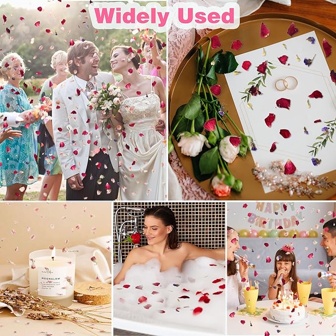 20 Pack Prefilled Confetti Packets,Biodegradable Flower Petals, Real Dried Flower Petals Individual Packing Rose Petals Wedding Send Off Ideas (Red Rose & Lavender & Lvory Jasmine Buds)