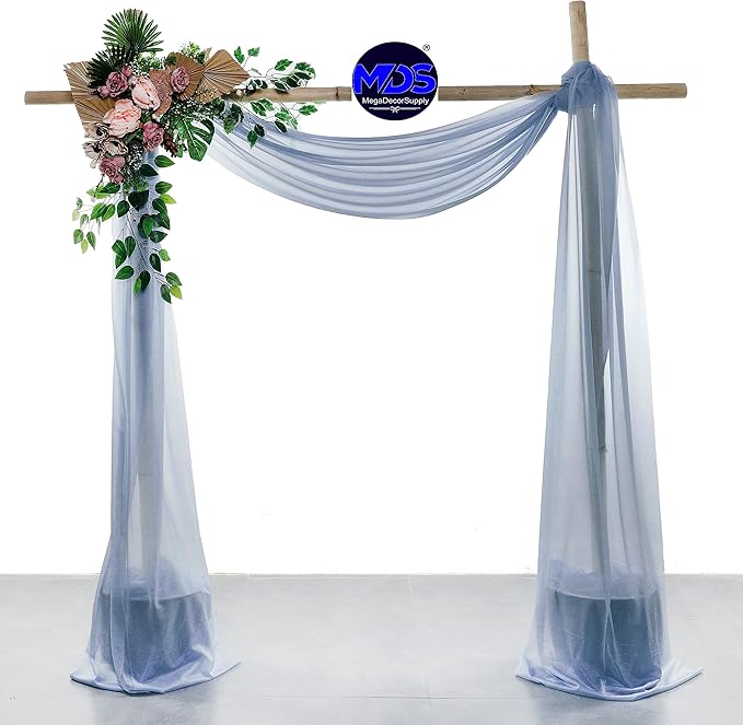 MDS Halloween Chiffon Draping Fabric - 2 Panel, 30" Wide x 20ft Long - Sheer Spooky Arbor & Canopy Drapery for Haunted House Backdrops, Party Ceilings, DIY Costumes & Themed Events - Dusty Blue